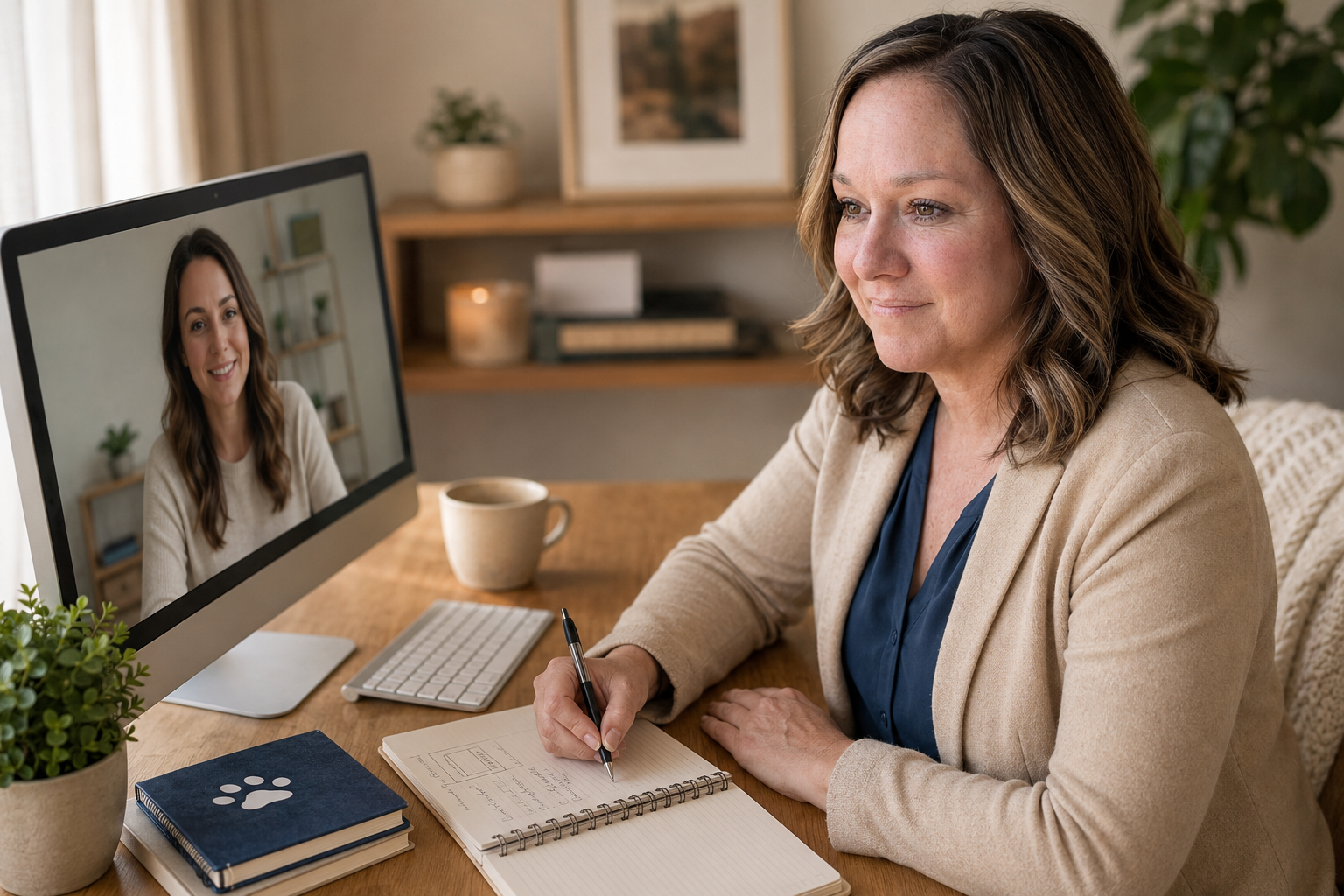 Lisa planning a client website during an online consultation