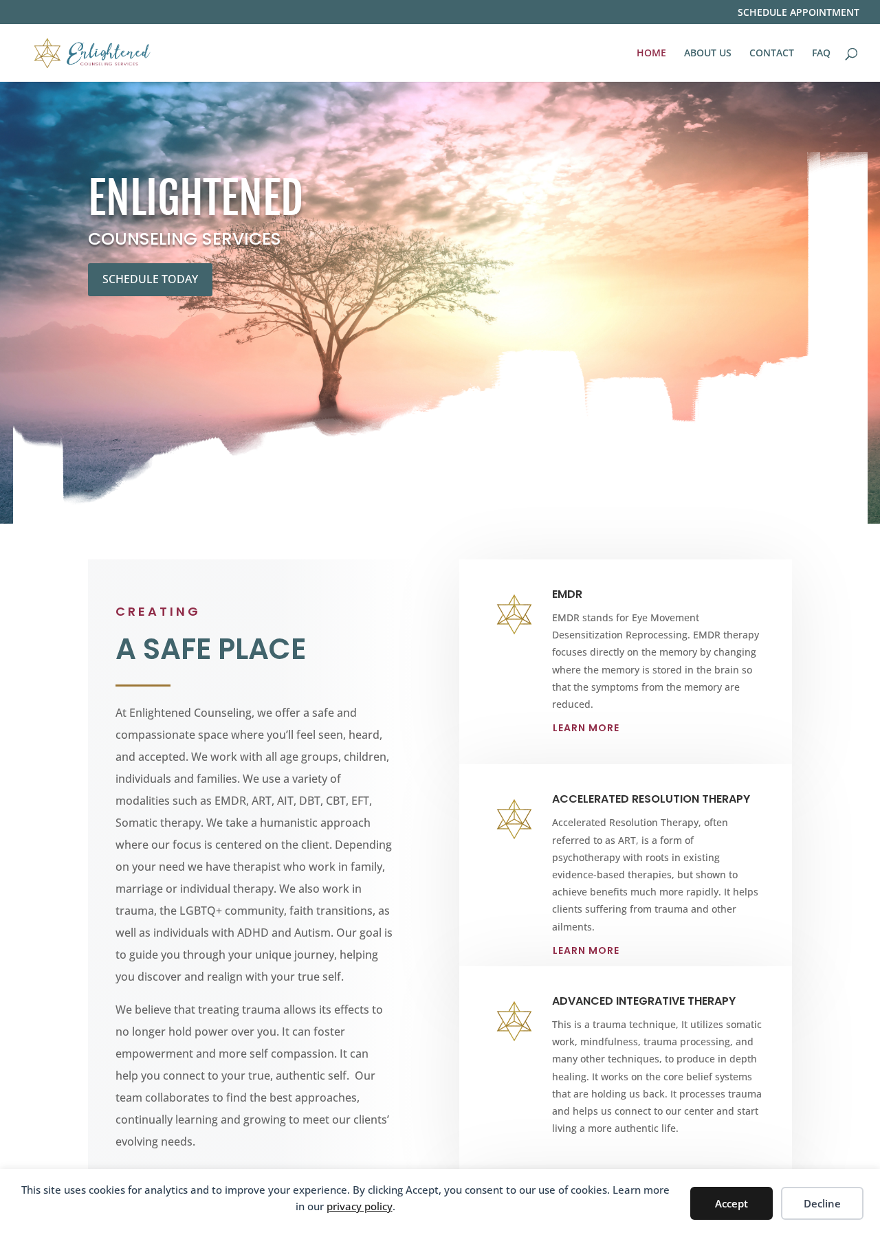 Enlightened Counseling Services website designed and developed by Wayment Branding Solutions